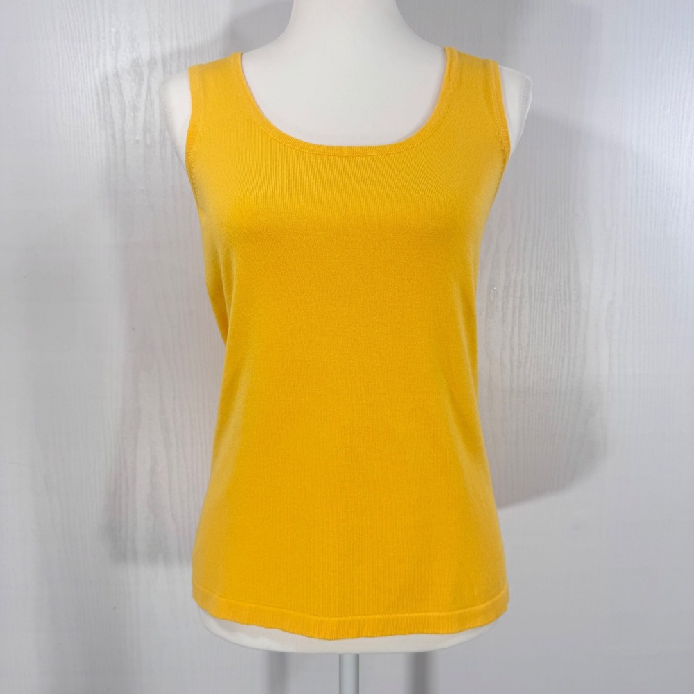 Additions by Chico's Sleeveless Top Tank Ribbed Knit Yellow Casual Size‎ 0